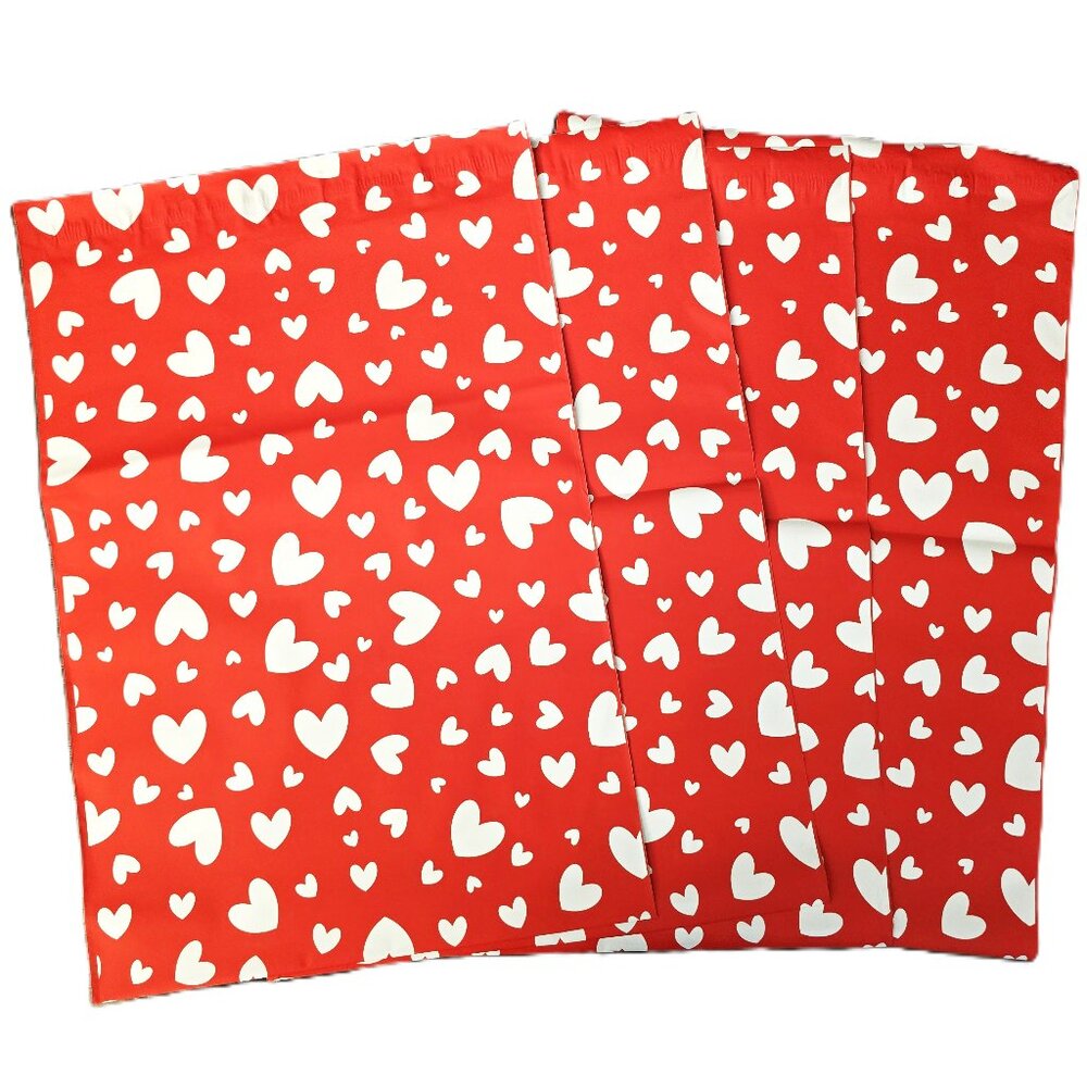 Red and White Heart 10x13 inch Poly Mailers Self Sealing Bags Set of 10 Polybags